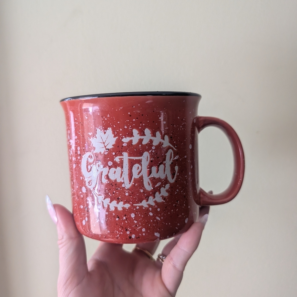 Grateful Ceramic Mug in Rust Orange